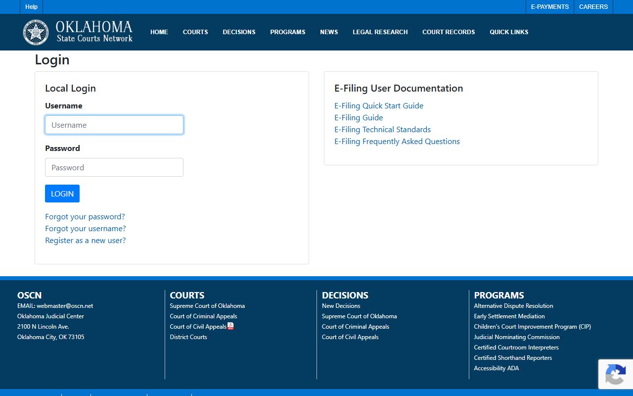 Carter County Court Clerk Oklahoma district court e-filing portal