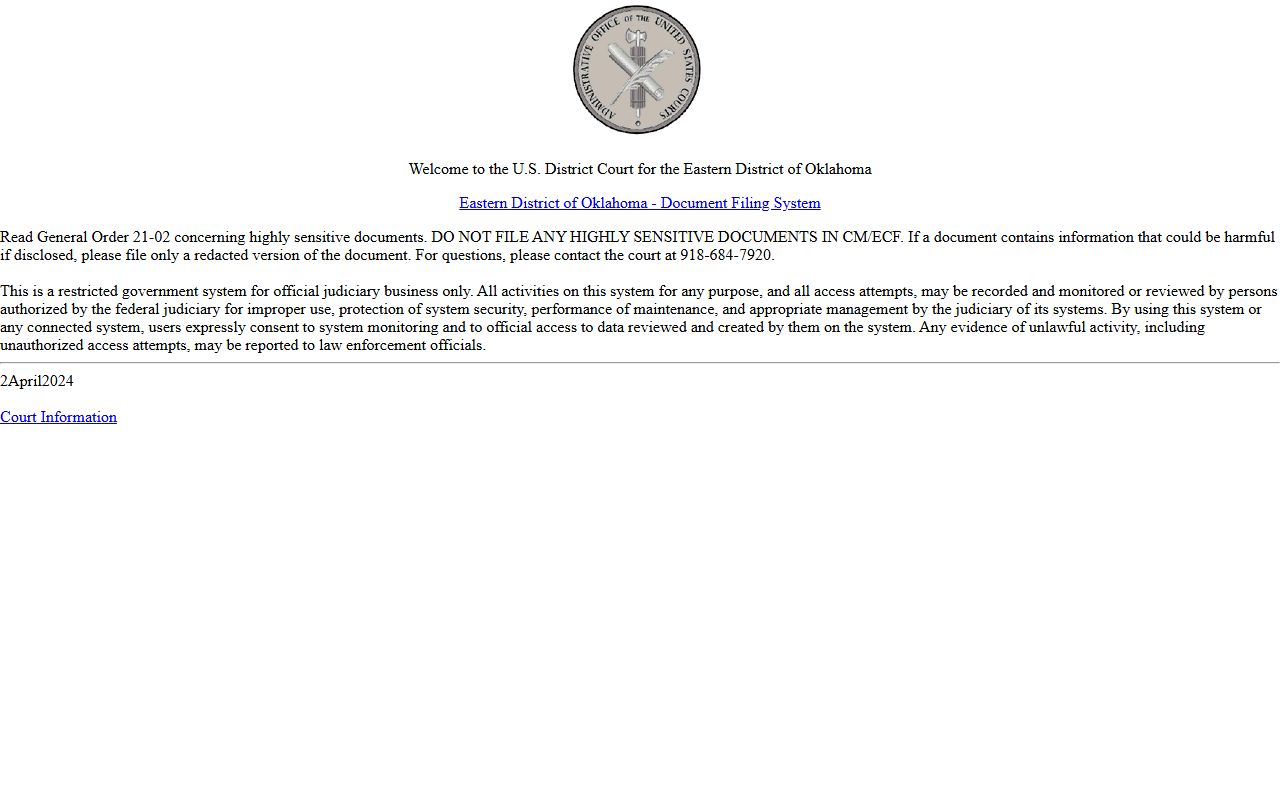 Carter County federal charge records access through the Eastern District CM/ECF login page