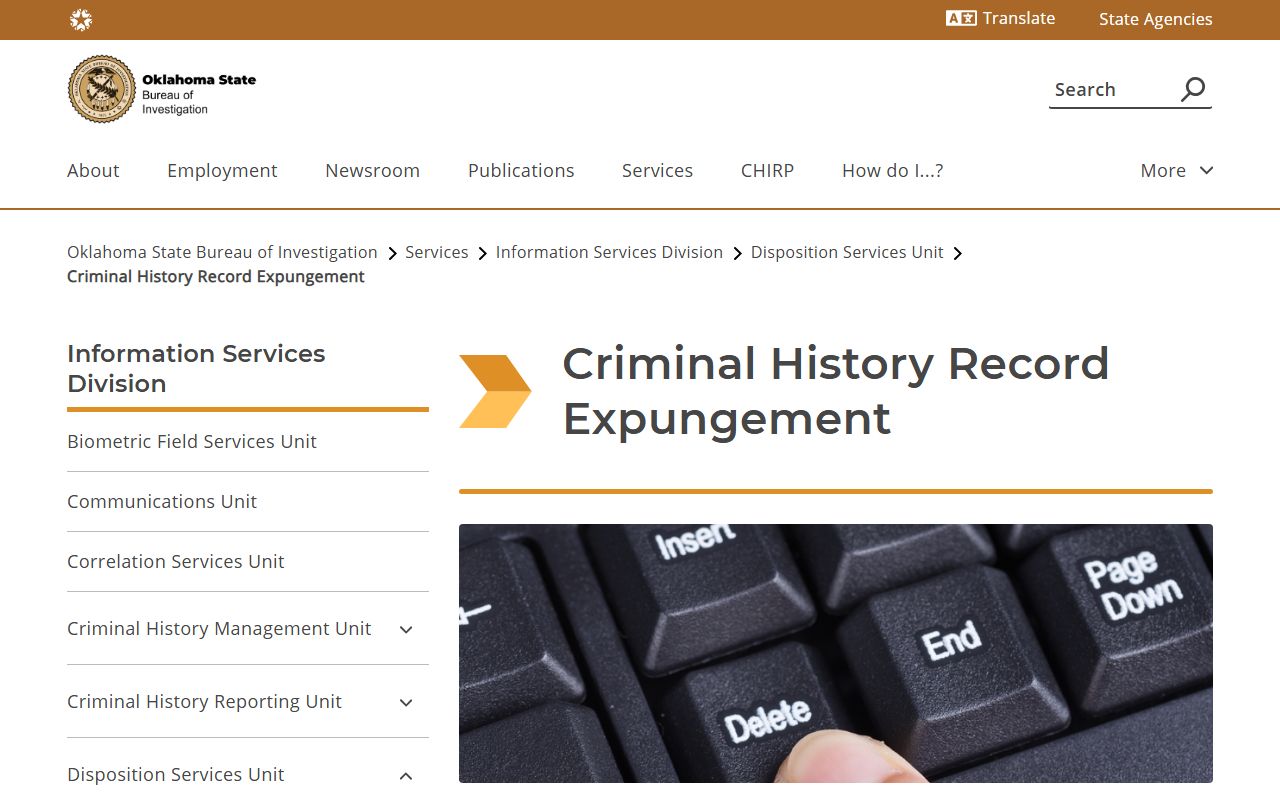Carter County court records OSBI criminal history expungement guidance
