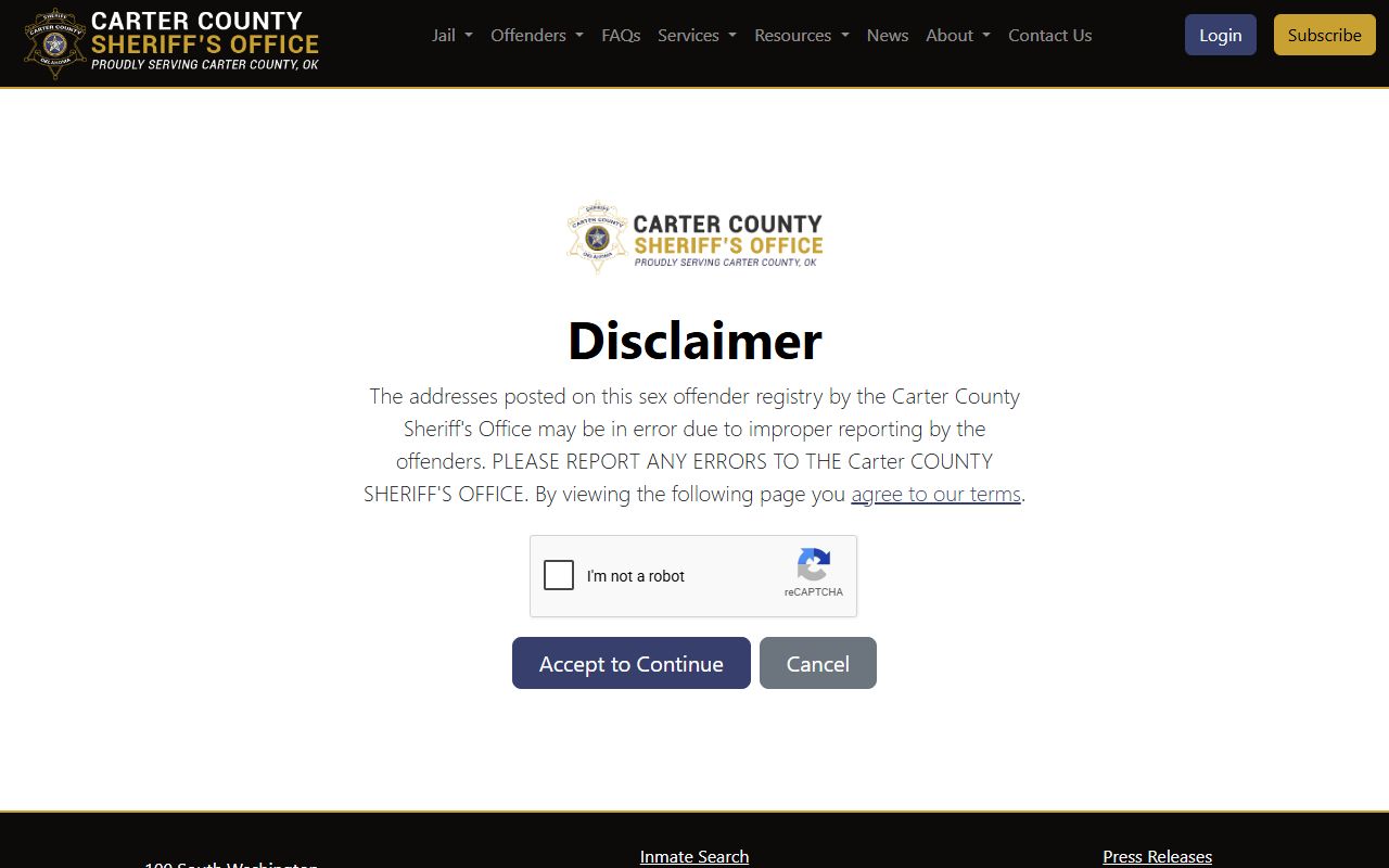 Carter County criminal court records sex offender notice