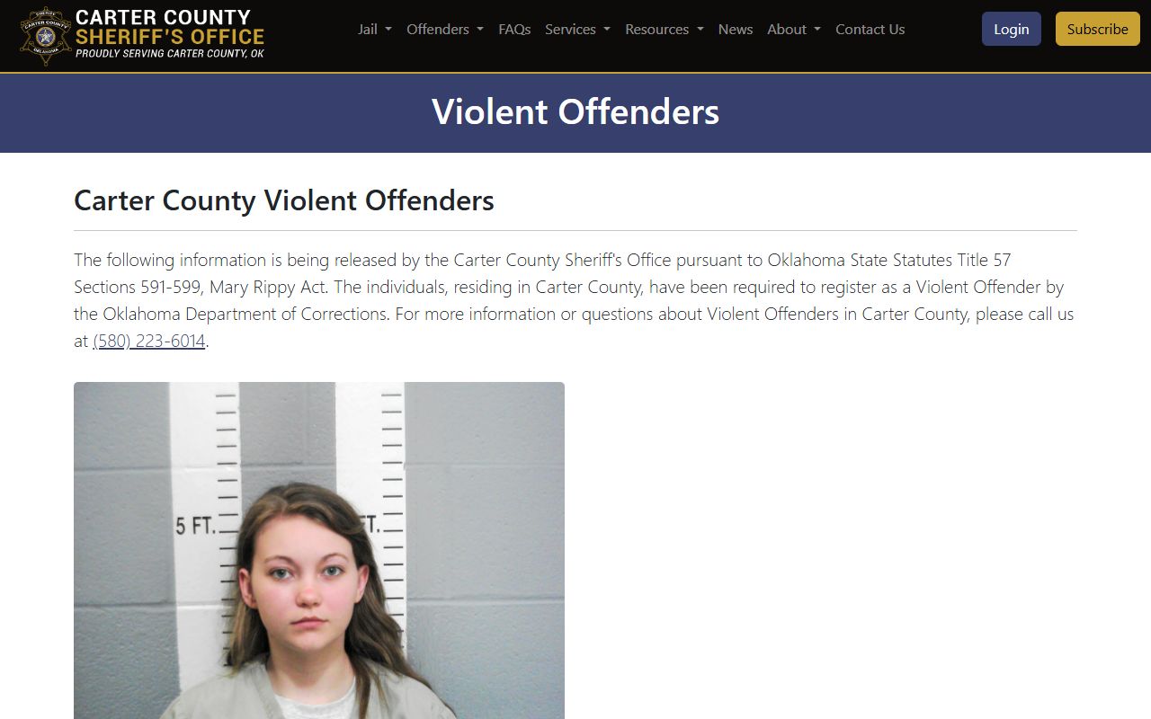 Carter County criminal court records violent offender registration
