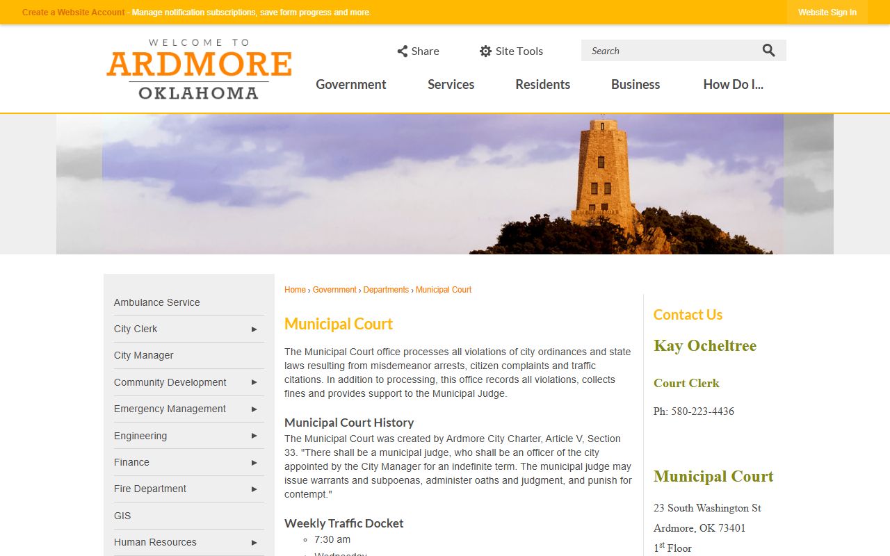 Carter County District Court compared with Ardmore Municipal Court page