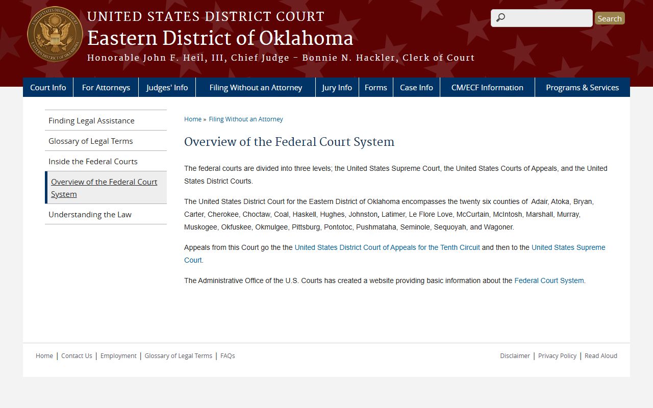 Carter County District Court and Eastern District of Oklahoma federal court overview