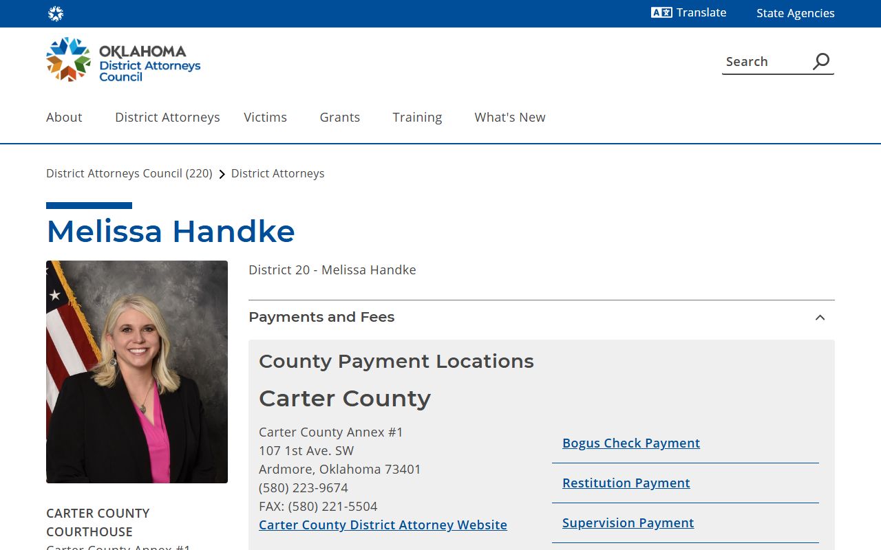 Carter County District Court and Oklahoma District Attorneys Council District 20 page
