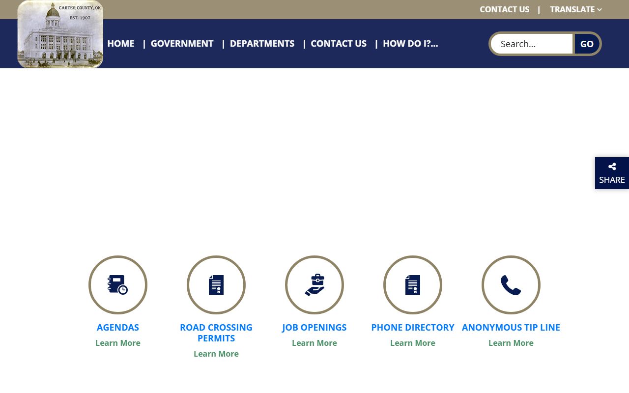 Carter County government homepage linking to court records and departments