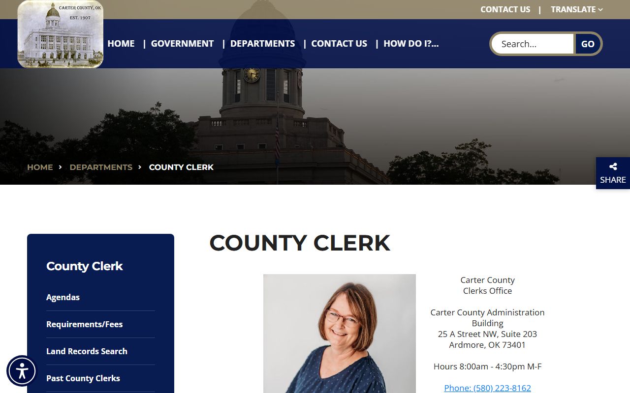 Carter County County Clerk page for land records and recording fees