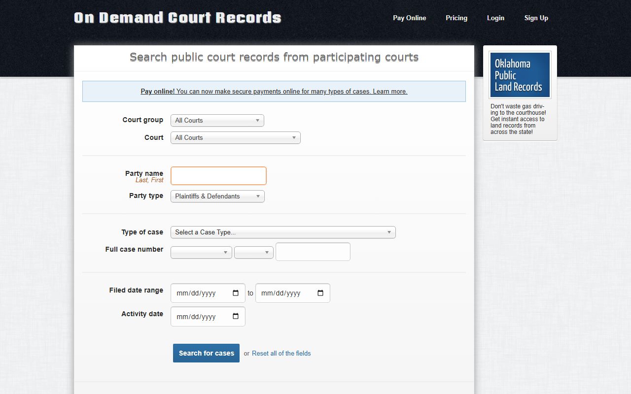 ODCR portal for Carter County traffic and court records