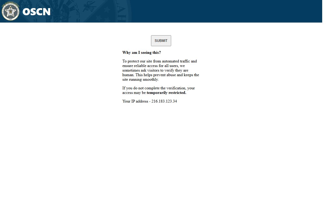OSCN docket search form for Carter County court records